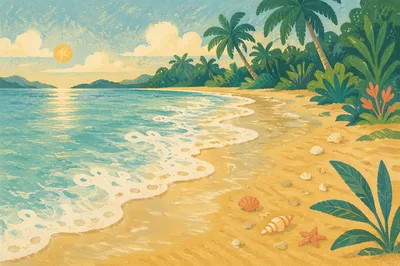 Peaceful Tropical Beach Waves at Sunrise