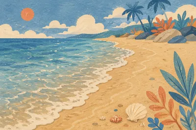 Calm Tropical Shoreline with Gentle Sea Foam