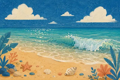 Peaceful Tropical Shoreline Wave on Golden Sand