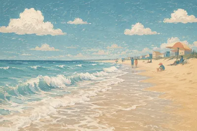 Peaceful Tropical Shoreline with Summer Waves
