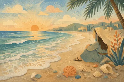 Peaceful Tropical Shoreline at Sunrise