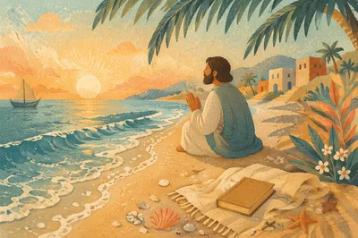 Tropical Beach Shoreline at Sunrise