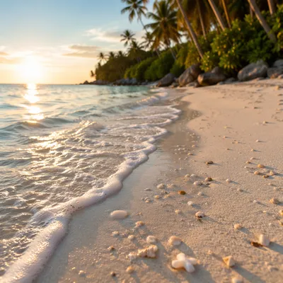 Serene Tropical Beach Waves at Sunrise