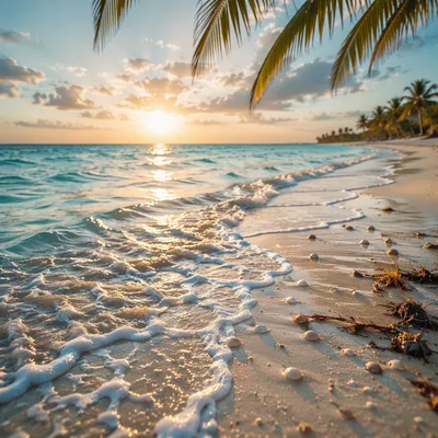 Peaceful Tropical Shoreline at Sunrise