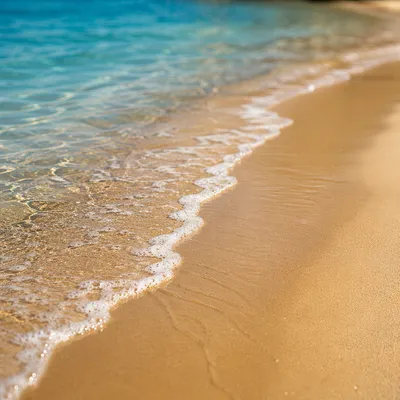 Tropical Shoreline Waves on Golden Sand