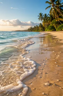 Tropical Beach Waves on Golden Sand