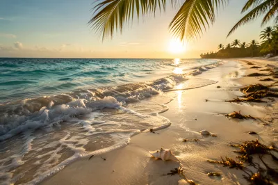 Peaceful Tropical Beach Waves at Sunrise