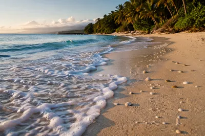Tropical Beach Waves on Golden Sand