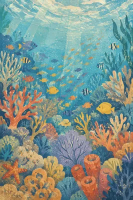 Colorful Coral Reef With Tropical Fish