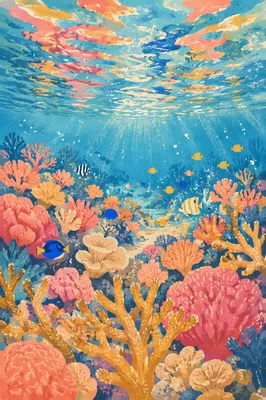 Vibrant Coral Reef with Tropical Fish