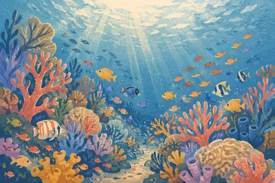 Colorful Coral Reef with Tropical Fish
