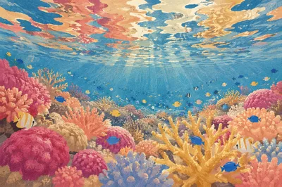 Vibrant Coral Reef with Tropical Fish