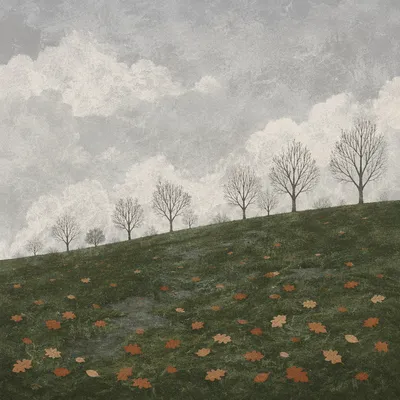 Quiet Green Countryside Under Gray Sky