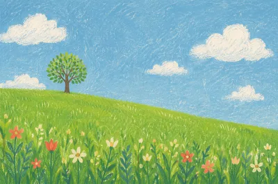 Peaceful Green Field Under Open Sky