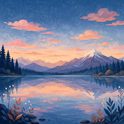 Calm Alpine Lake Morning Reflection
