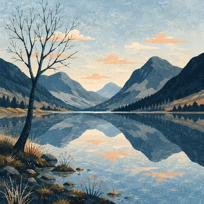 Serene Dawn Mountain Lake Reflection
