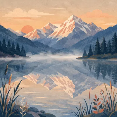 Calm Alpine Lake Reflection at Dawn