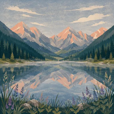 Serene Morning Alpine Lake Reflection