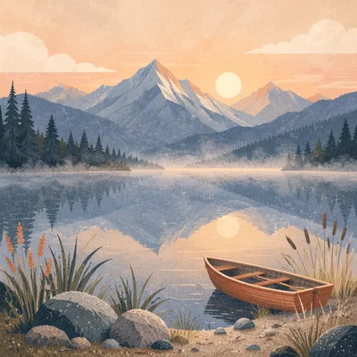 Calm Alpine Lake Morning Reflection