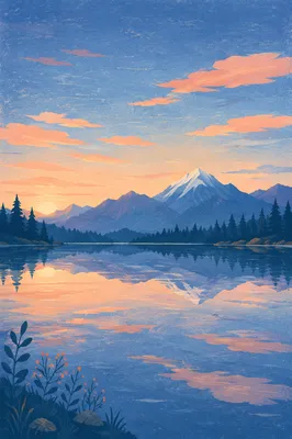 Calm Alpine Lake Morning Reflection