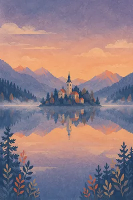 Calm Alpine Lake Dawn Reflection