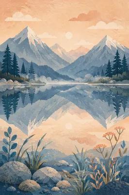 Calm Alpine Lake Reflection at Sunrise