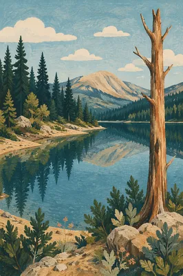 Calm Mountain Lake Morning Reflection