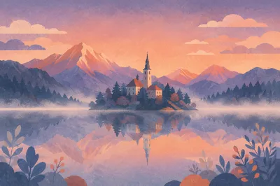 Calm Alpine Lake Reflection at Dawn