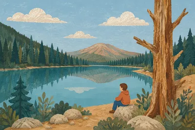 Calm Morning Mountain Lake Reflection