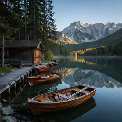 Calm Alpine Lake Morning Reflection