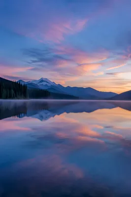 Calm Alpine Lake Morning Reflection
