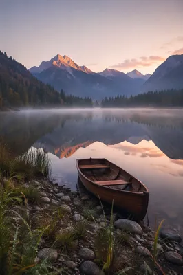Calm Alpine Lake Morning Reflection