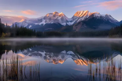 Calm Alpine Lake Reflection at Dawn