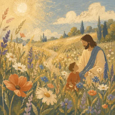 Sunlit Summer Meadow with Wildflowers