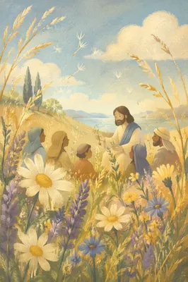 Sunlit Summer Meadow with Wildflowers