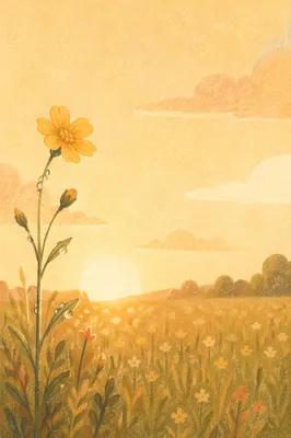 Golden Wildflower in Summer Meadow Light
