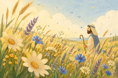 Sunlit Summer Meadow with Wildflowers