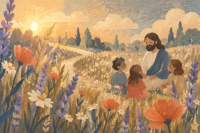 Sunlit Summer Meadow with Wildflowers