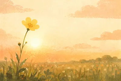 Yellow Wildflower in Summer Meadow Light
