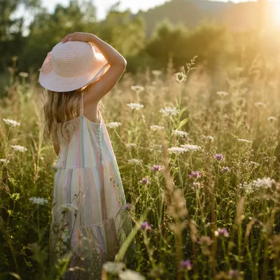 Child in Summer Wildflower Meadow Sunshine