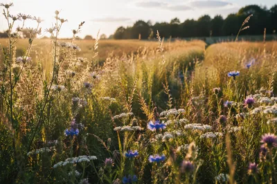 Sunlit Summer Meadow with Wildflowers