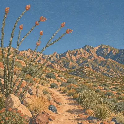Desert Mountain Hiking Trail Landscape