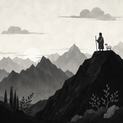Monochrome Mountain Range Overlook at Dawn