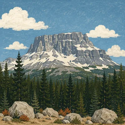 Peaceful Mountain Trail and Evergreen Forest