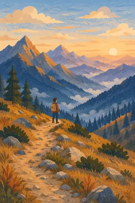 Autumn Mountain Trail at Sunrise