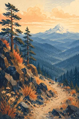 Golden Hour Mountain Trail Vista