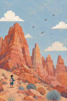Red Sandstone Canyon Cliffs at Sunrise