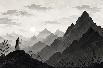 Panoramic Mountain Range Overlook at Dawn