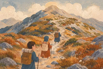 Scenic Mountain Trail to Distant Peak