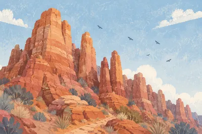 Red Sandstone Canyon Hiking Landscape